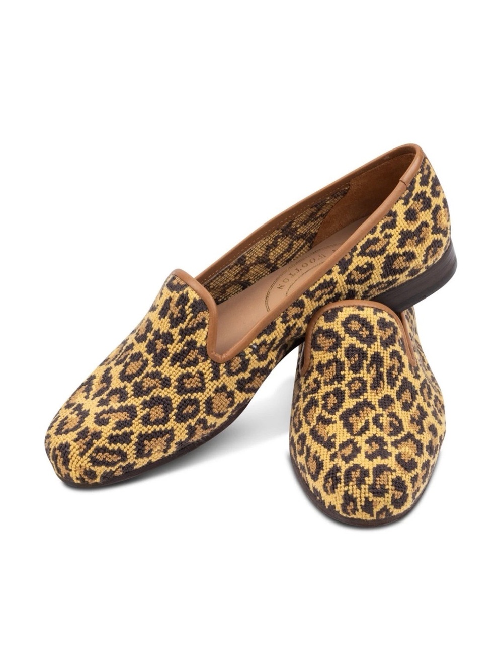 Stubbs & Wootton Leopard-Print Slip-On Flats